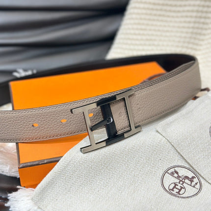 HM NEO TANDEM 32MM REVERSIBLE BELT BLACK AND TAN LEATHER SILVER BUCKLE