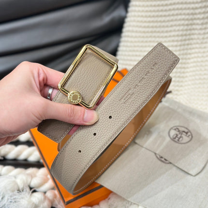 HM OSCAR BELT GOLD BUCKLE & REVERSIBLE HONEY ORANGE LEATHER STRAP 38MM