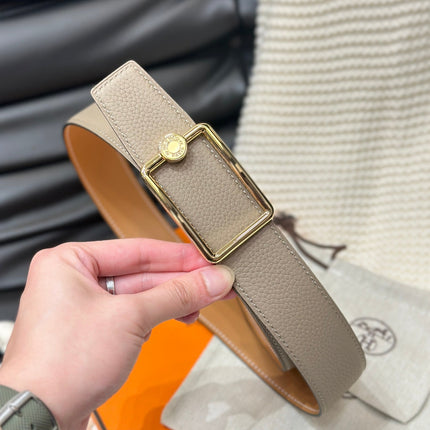 HM OSCAR BELT GOLD BUCKLE & REVERSIBLE HONEY ORANGE LEATHER STRAP 38MM