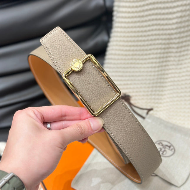 HM OSCAR BELT GOLD BUCKLE & REVERSIBLE HONEY ORANGE LEATHER STRAP 38MM