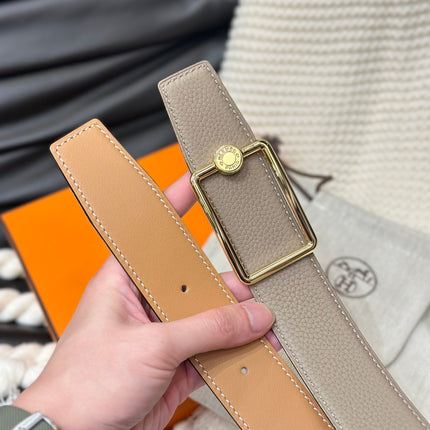 HM OSCAR BELT GOLD BUCKLE & REVERSIBLE HONEY ORANGE LEATHER STRAP 38MM