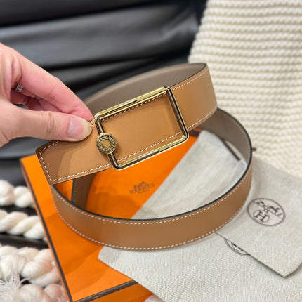 HM OSCAR BELT GOLD BUCKLE & REVERSIBLE HONEY ORANGE LEATHER STRAP 38MM