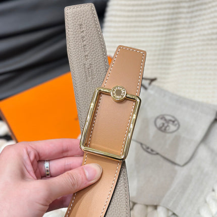 HM OSCAR BELT GOLD BUCKLE & REVERSIBLE HONEY ORANGE LEATHER STRAP 38MM