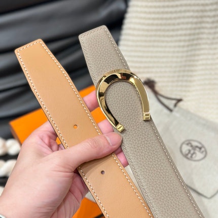 HM LUCK BELT GOLD BUCKLE & REVERSIBLE PEANUT BROWN LEATHER STRAP 38MM