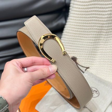 HM LUCK BELT GOLD BUCKLE & REVERSIBLE PEANUT BROWN LEATHER STRAP 38MM