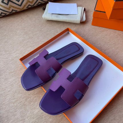 0RAN SANDALS IN ROYAL PURPLE CALFSKIN