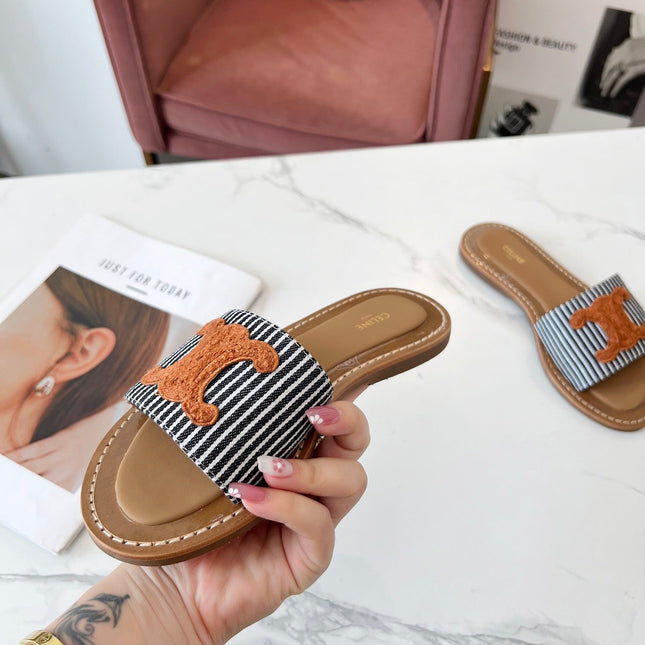 LYMPIA MULE BLACK MIX WHITE CANVAS WOOL LOGO