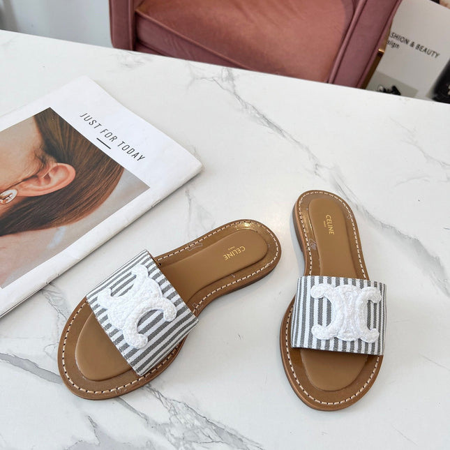 LYMPIA MULE JUMBO GREY MIX WHITE CANVAS WOOL LOGO