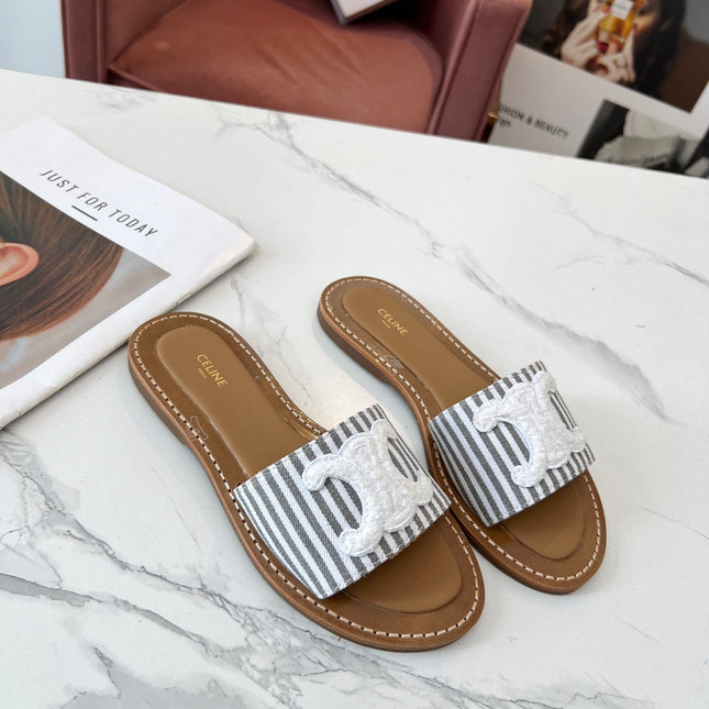 LYMPIA MULE JUMBO GREY MIX WHITE CANVAS WOOL LOGO