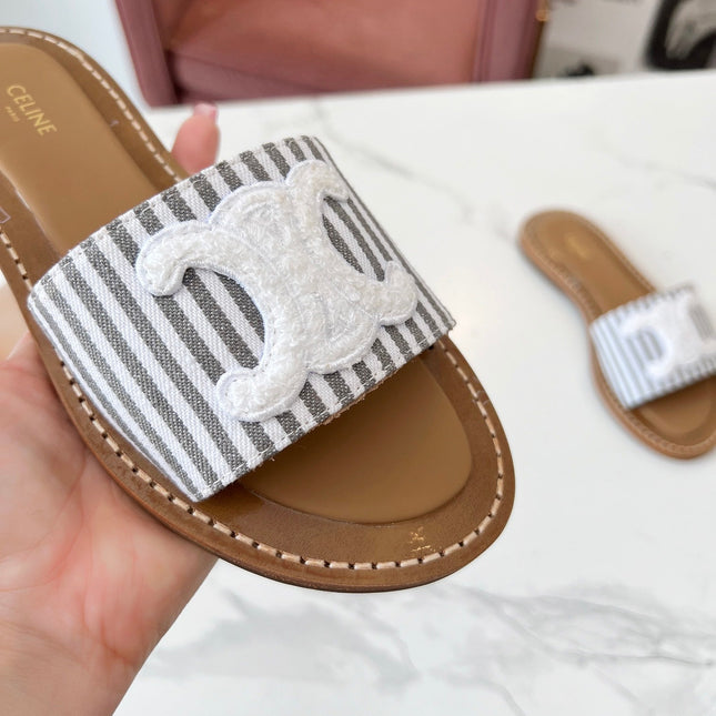 LYMPIA MULE JUMBO GREY MIX WHITE CANVAS WOOL LOGO