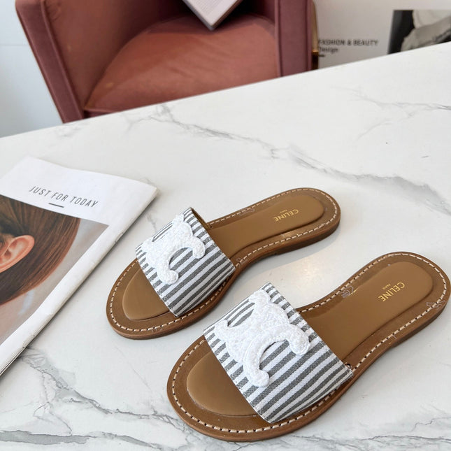 LYMPIA MULE JUMBO GREY MIX WHITE CANVAS WOOL LOGO