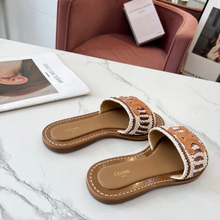 LYMPIA MULE WHITE MIX BROWN RAFFIA PERU BROWN LOGO