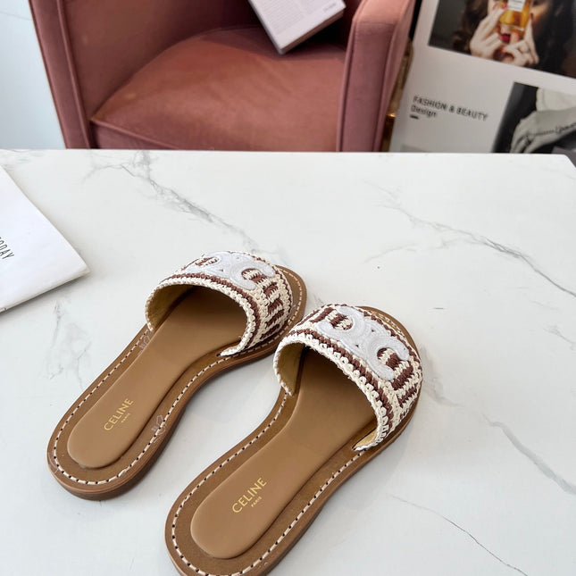 LYMPIA MULE WHITE MIX BROWN RAFFIA