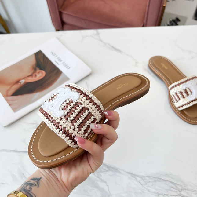 LYMPIA MULE WHITE MIX BROWN RAFFIA