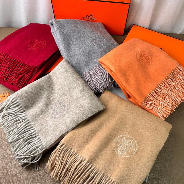 DOUBLE-FACE SCARF 200 CM IN LIGHT PINK AND GREY CASHMERE