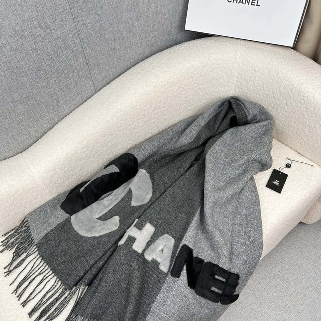 SCARF 200 CM IN MOUSE GRAY CASHMERE AND WOOL 399795