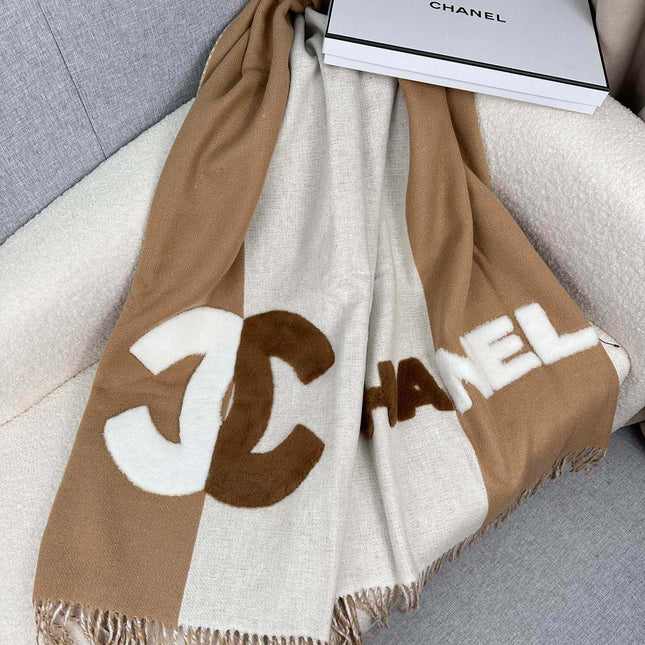 SCARF 200 CM IN CIDER BROWN MIX WHITE CASHMERE AND WOOL 399796