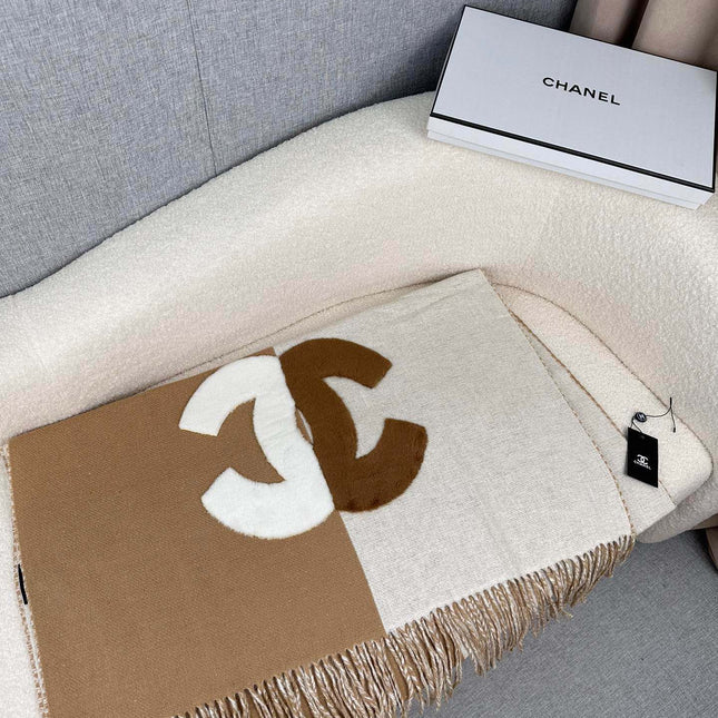 SCARF 200 CM IN CIDER BROWN MIX WHITE CASHMERE AND WOOL 399796