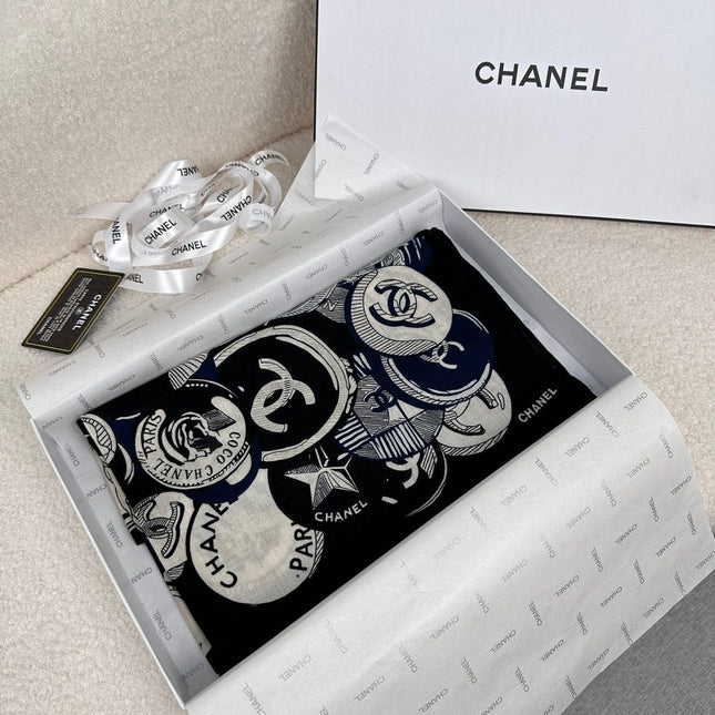 SQUARE SCARF 70 CM IN BLACK MIX WHITE CASHMERE AND SILK 399802