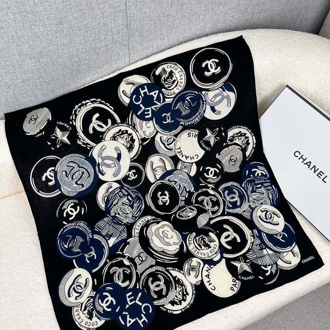 SQUARE SCARF 70 CM IN BLACK MIX WHITE CASHMERE AND SILK 399802