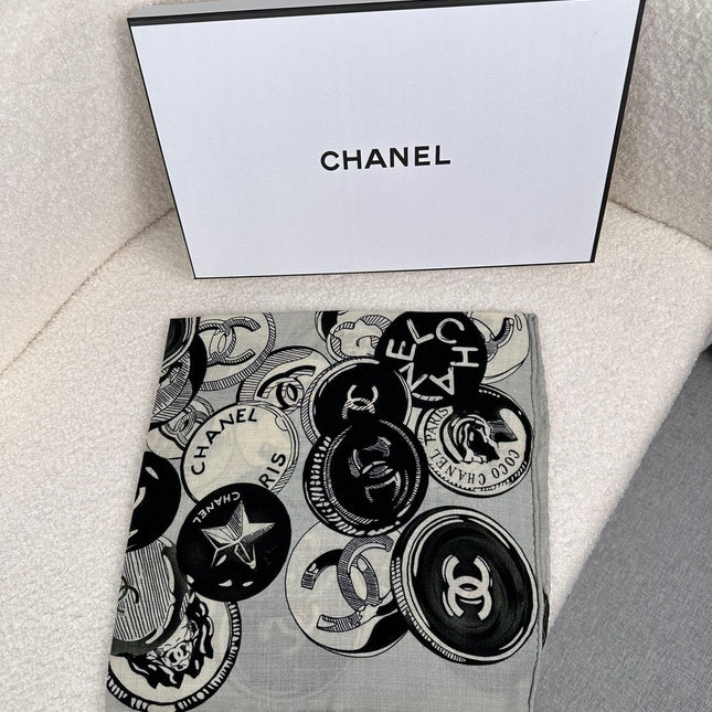 SQUARE SCARF 70 CM IN BLACK MIX WHITE CASHMERE AND SILK 399803