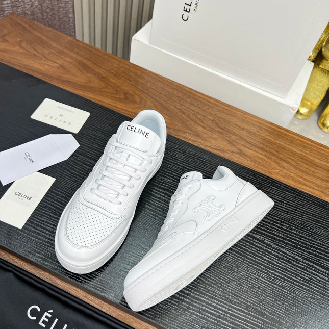 SNEAKER WITH TRIOMPHE IN WHITE CALFSKIN