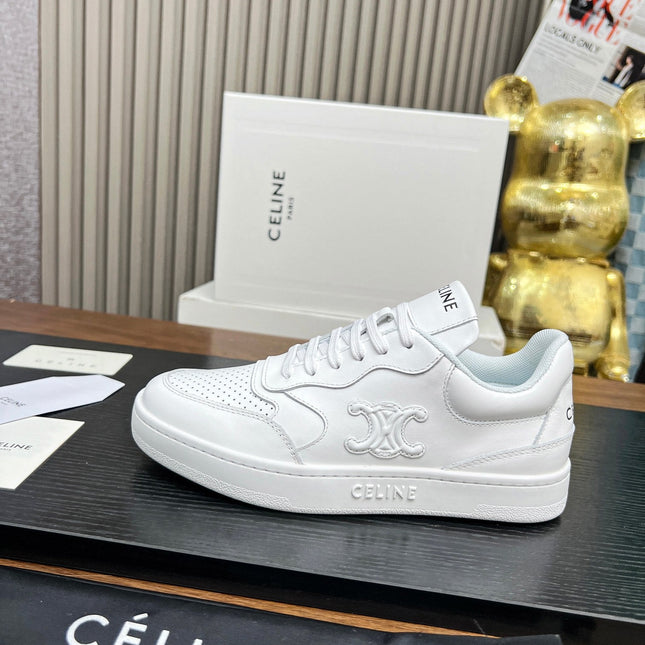 SNEAKER WITH TRIOMPHE IN WHITE CALFSKIN