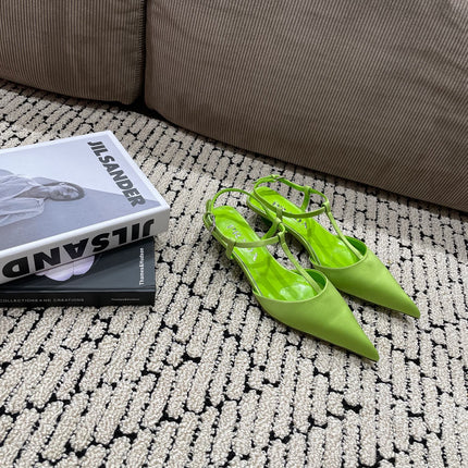 PRA SATIN SLINGBACK PUMPS CHARTREUSE