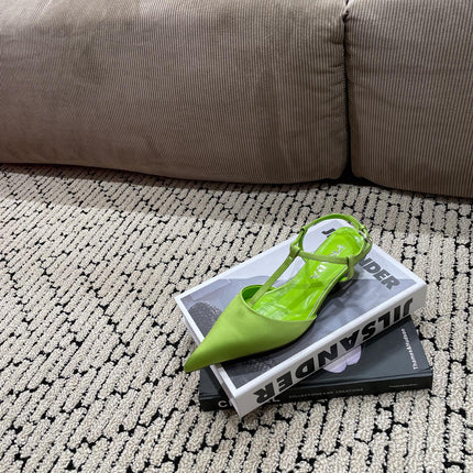 PRA SATIN SLINGBACK PUMPS CHARTREUSE