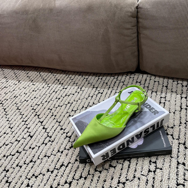 PRA SATIN SLINGBACK PUMPS CHARTREUSE