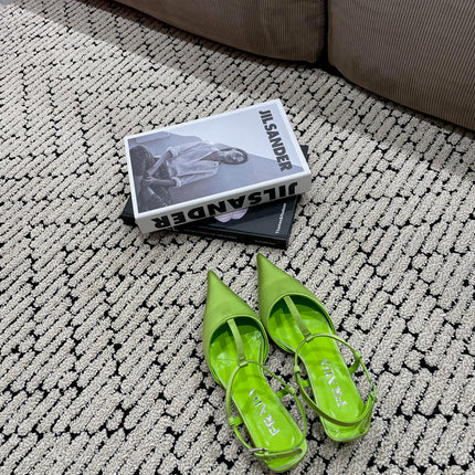 PRA SATIN SLINGBACK PUMPS CHARTREUSE
