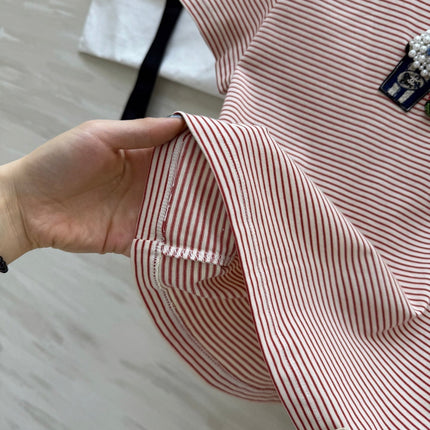 CC Beaded T-shirt Pink White Cotton