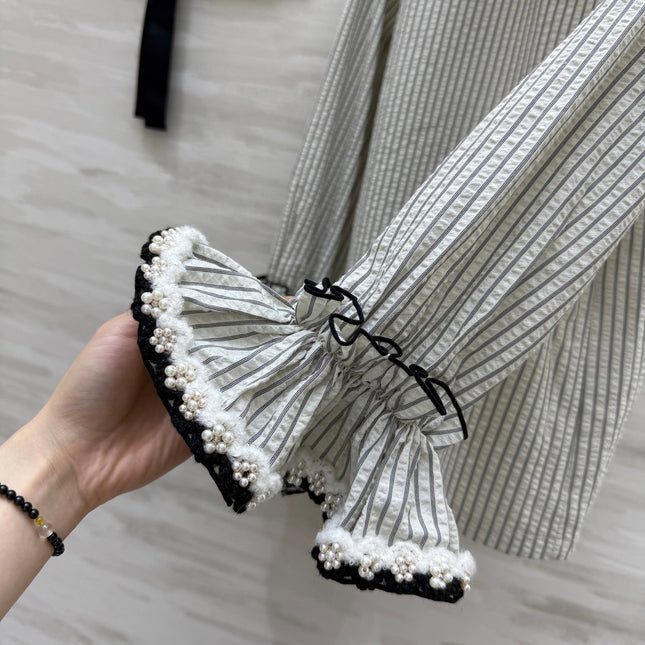 CC Vertical Striped T-shirt Gray Cotton