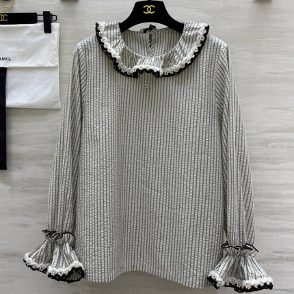 CC Vertical Striped T-shirt Gray Cotton