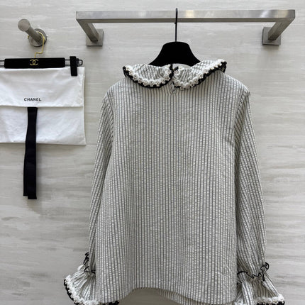 CC Vertical Striped T-shirt Gray Cotton