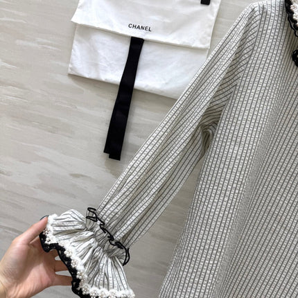 CC Vertical Striped T-shirt Gray Cotton