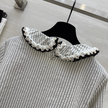 CC Vertical Striped T-shirt Gray Cotton