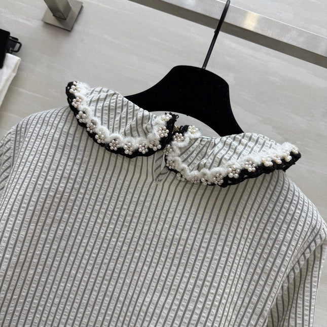 CC Vertical Striped T-shirt Gray Cotton