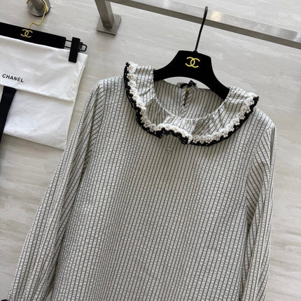 CC Vertical Striped T-shirt Gray Cotton