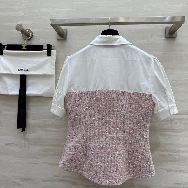 CC 25 Short Sleeved Tweed Pink Tweed Fabric