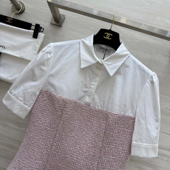 CC 25 Short Sleeved Tweed Pink Tweed Fabric