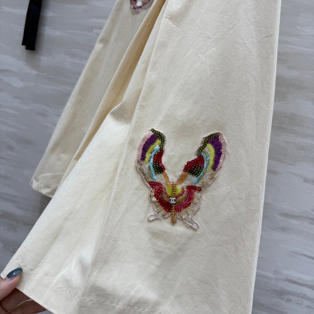 CC Pastoral Style Butterfly Skirt Beige Cotton