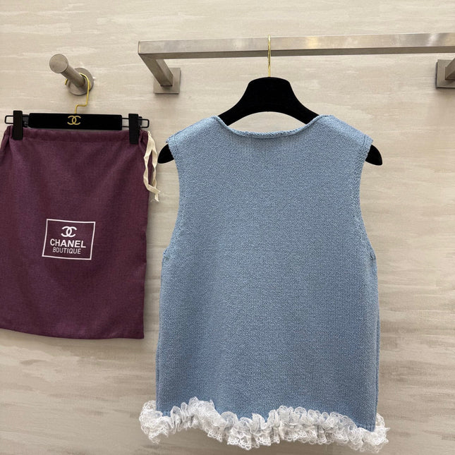 CC Patchwork Lace T-shirt Blue Cashmere