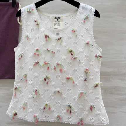 CC Hollow Lace T-shirt White Cotton