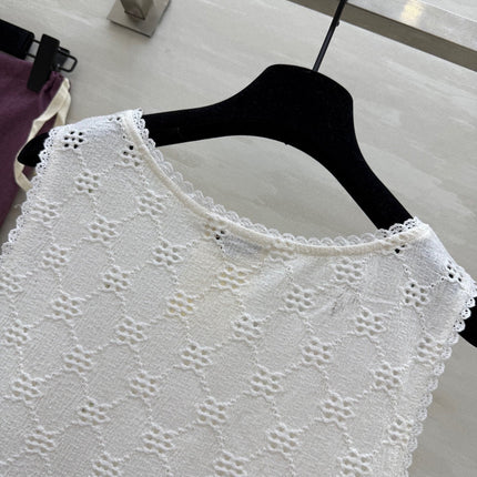 CC Hollow Lace T-shirt White Cotton