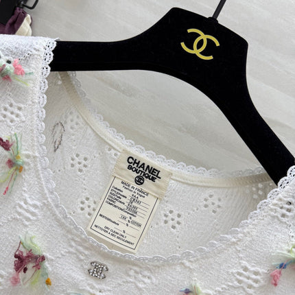 CC Hollow Lace T-shirt White Cotton