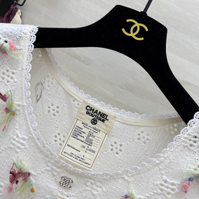 CC Hollow Lace T-shirt White Cotton