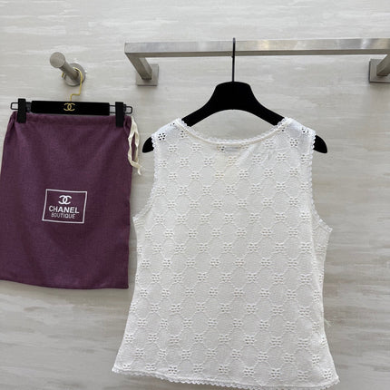 CC Hollow Lace T-shirt White Cotton