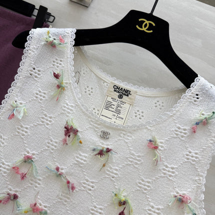 CC Hollow Lace T-shirt White Cotton