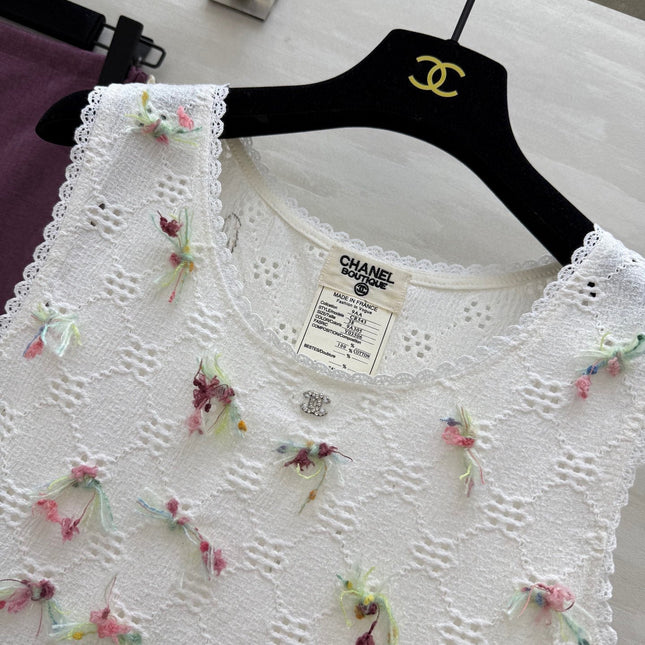 CC Hollow Lace T-shirt White Cotton